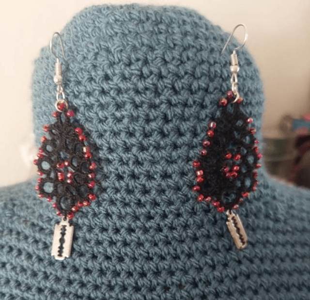 Vampire Drop Lace Earrings